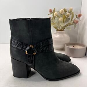 Vionic Carnelia Ankle Boots Square Toe Water Repellant Shoes Black Women 10